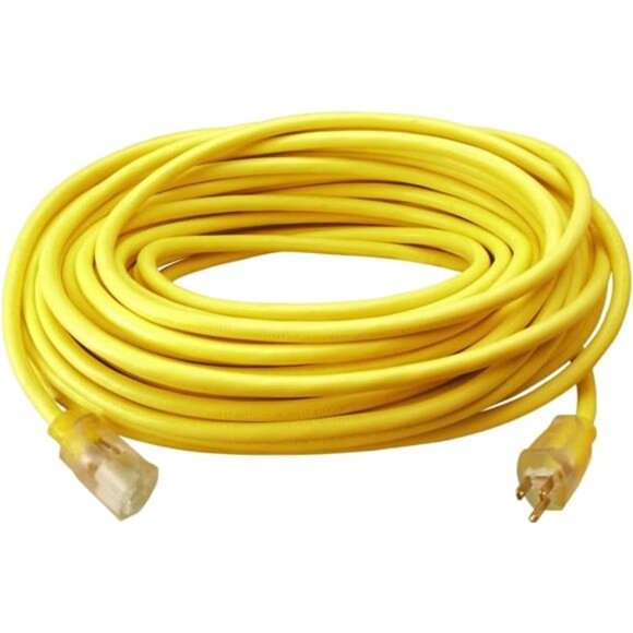 Outdoor Extension Cord, 50 Ft, 12 gauge 3 prong, Heavy Duty, SJTW Cord, Yellow - Picture 1 of 16